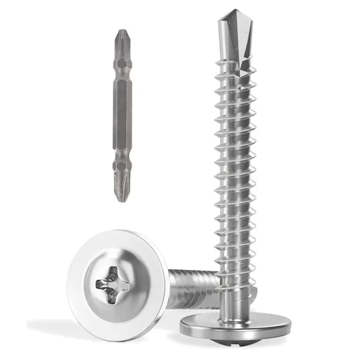 Miniatura 20 de VGBUY 170 tornillos autoperforantes para metal, tornillos autorroscantes de chapa metálica de acero inoxidable 410 #10 x 3/4 pulgadas, tornillos