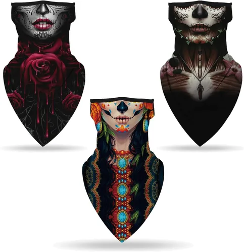 Miniatura 16 de YAYOUREL Polaina para el cuello, cubrebocas, bandanas para hombres y mujeres, de verano, UV, bufanda, cubrebocas, pasamontañas, diademas