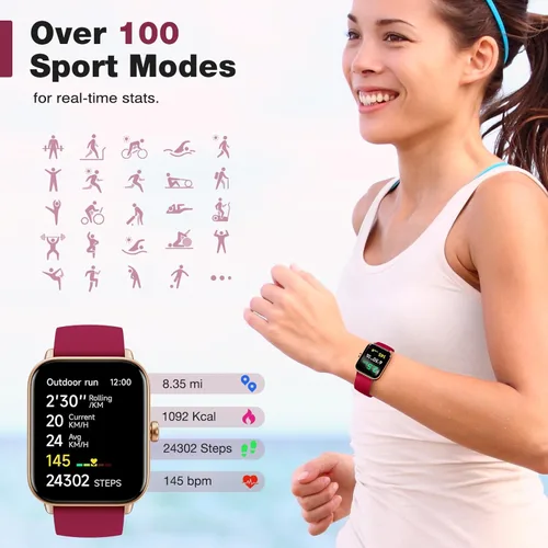 Miniatura 7 de Fitpolo Reloj inteligente para mujer, pantalla táctil de 1.8 pulgadas, llamada Bluetooth, Alexa integrado, monitor SpO2 de frecuencia cardíaca 24/7