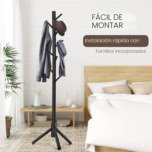 Miniatura 4 de WANGMUXIA Perchero, Perchero Independiente con 8 Ganchos y 3 Percheros de Árbol de Tamaño Ajustable para Dormitorio, Pasillo, Entrada, Oficina