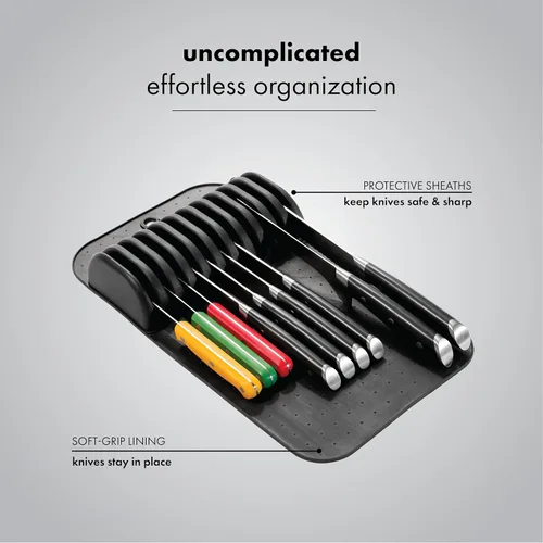 Miniatura 2 de Madesmart Tapete Premium Antimicrobiano Clásico Grande para Cuchillos con Agarre Suave, Cajón Antideslizante, Organización del Hogar de Larga Carbon