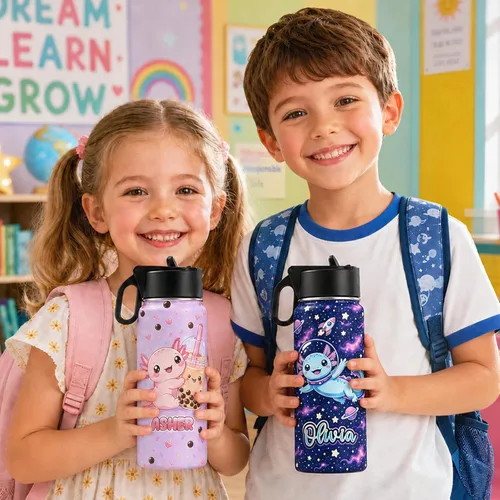 Miniatura 7 de Personalized Kids Water Bottles with Name for School Double Wall Custom 18 oz Stainless Steel Insulated Water Cup with Straw Lid Customized Gifts