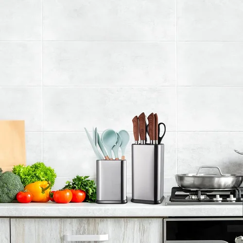 Miniatura 6 de RedCall Soporte de utensilios de cocina de acero inoxidable para encimera, organizador de espátula, organizador de espátula, moderno y rectangular