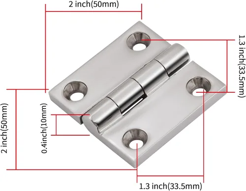 Miniatura 3 de Bisagras de acero inoxidable 316 de grado marino 2" x 2" Bisagra pesada para escotilla de barco (50 mm x 50 mm) Paquete de 2 Bisagras de fundición