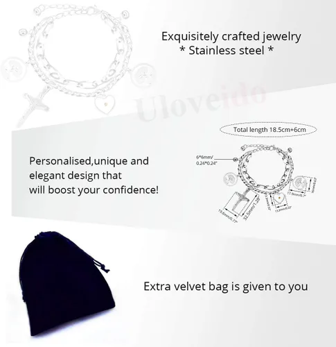 Miniatura 7 de Encantos Jesús Crucifijo Cruz Eslabón Cadena Pulsera Árbol de la Vida Brazaletes, Acero Inoxidable, Semilla de Mostaza Joyería Cristiana ZY077