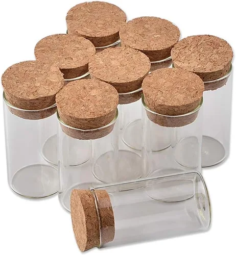 Botella de vidrio transparente pequeña de 0.5 fl oz, tapón de corcho, manualidades vacías, decoración de botellas, frascos de azafrán, frascos (24,
