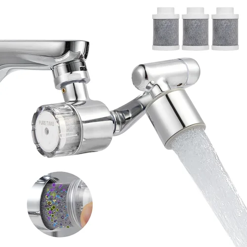 Filtro de agua para grifo de fregadero, extensor de grifo giratorio de 1080°, elimina el cloro, el sabor, el olor, alivia más del 99% la piel seca,