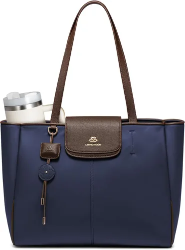 Miniatura 10 de LOVEVOOK Bolsa de mano para laptop para mujer, bolsa de trabajo de nailon con compartimentos para laptop de 15.6 pulgadas, bolso ligero a la moda