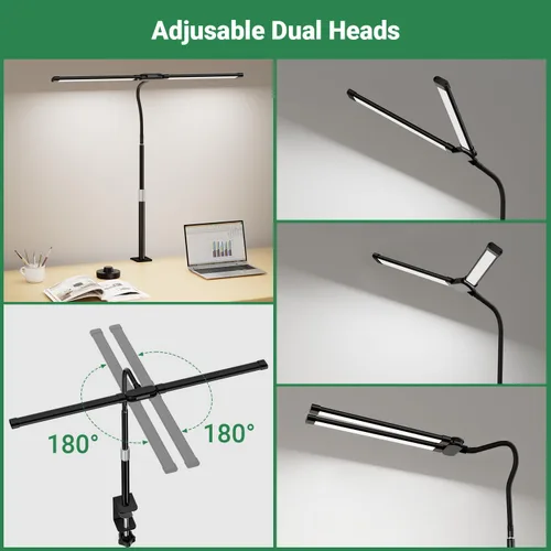 Miniatura 6 de LED Desk Lamp with Clamp, 23.5-31.5 Inches, Black 24W, 75 Lighting Modes, Flexible Neck Design, Telescopic Height, For Home Office Study Work