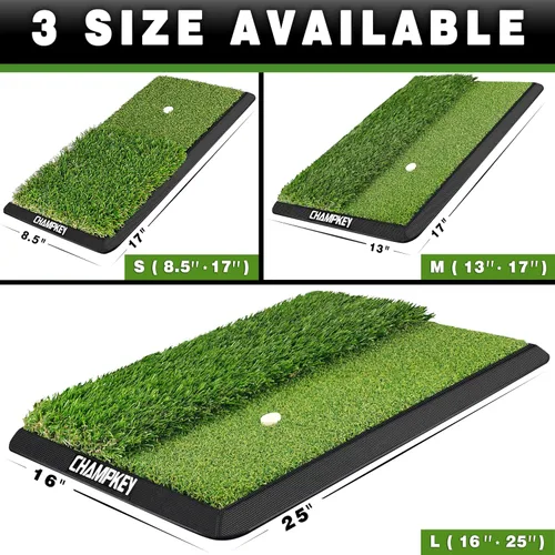 Miniatura 5 de CHAMPKEY Alfombrilla de Golf de Doble Césped Viene con 9 Tees de Golf y 1 Tee de Goma Alfombrilla de Práctica de Golf con Respaldo de Goma