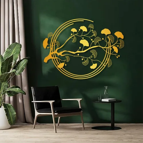 Miniatura 7 de Arte de pared de metal con hojas de ginkgo, decoración de pared de hoja de ginkgo biloba, decoración de pared geométrica de hoja de ginkgo, arte