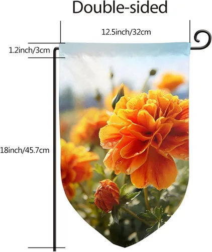Miniatura 4 de Banderas de jardín para exteriores, flores de caléndula, flores de otoño, bandera de jardín de 12 x 18 pulgadas, bandera de bienvenida de temporada