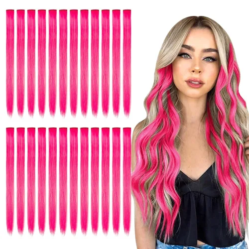 Miniatura 13 de Kyerivs 24 Extensiones de Cabello Azul de 20 Pulgadas con Pinza Arcoíris, Extensiones Sintéticas Lacias para Niñas, Accesorios de Cabello Coloridos