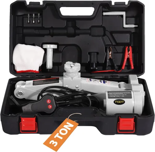 Miniatura 8 de TYAYT Gato eléctrico para automóvil de 2 toneladas y 12 V para automóvil, sedán y SUV, gato eléctrico portátil para reemplazo de neumáticos (rojo)