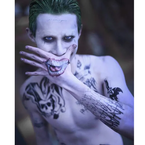 Miniatura 5 de 4 hojas de tatuajes temporales de Suicide Squad, tatuaje adhesivo perfecto para Halloween, cosplay, disfraces y accesorios de fiesta., B
