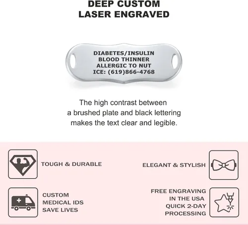 Miniatura 2 de Divoti Signature Custom Engraved Medical Alert ID Bracelet for Woman
