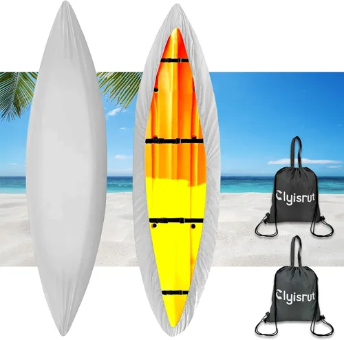 Miniatura 10 de Fundas impermeables para kayak de 10 a 16 pies para almacenamiento al aire libre, accesorios de cubierta de canoa, cubierta de lancha Oxford, Gris