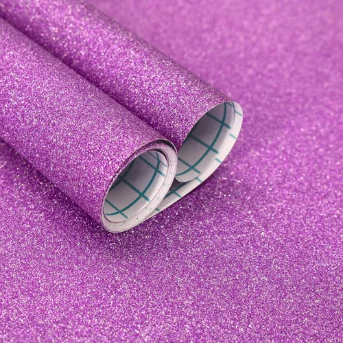 Papel tapiz de purpurina morada, papel tapiz autoadhesivo para gabinete, envoltura de regalos, decorativo, extraíble, de 17.7 x 393.7 pulgadas, para