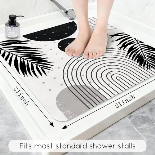 Miniatura 2 de Alfombra para Bañera Antideslizante, Alfombra Bohemia Cuadrada para Bañera y Piso de Ducha con Ventosas para Adultos, Niños y Ancianos, 21 x 21