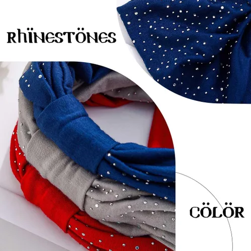 Miniatura 2 de Diademas anchas de diamantes de imitación elásticas para senderismo, turbante negro, bandas para la cabeza de entrenamiento deportivo, bandas