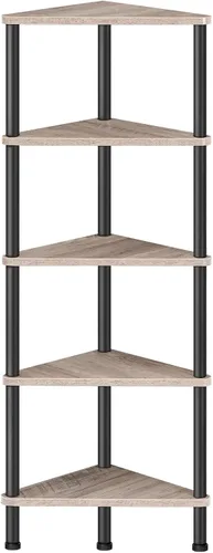 Miniatura 18 de HOOBRO Estante esquinero, estantería industrial de esquina de pared de 5 niveles con marco de metal, estante de exhibición de plantas, estantería