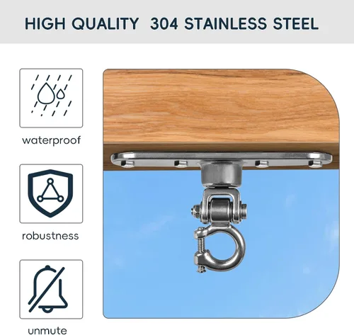 Miniatura 4 de Colgador de Columpio de Acero Inoxidable Resistente con Rodamientos Lisos 180°+360° Hardware de Columpio, Capacidad de 1500 lb Hamaca de Yoga