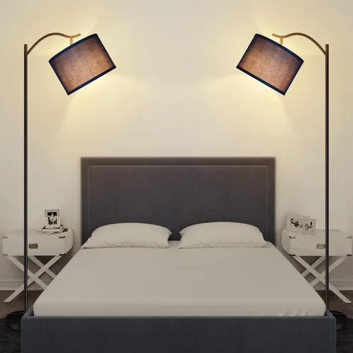 Miniatura 8 de BoostArea Lámpara de pie para sala de estar, lámpara de pie de arco con control remoto, brillo regulable continuo y temperatura de colores 2700 Azul