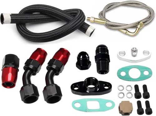 Miniatura 2 de Turbo cargador aceite drenaje retorno línea de alimentación de aceite kit completo apto para T3 T4 GT35 T70 T66
