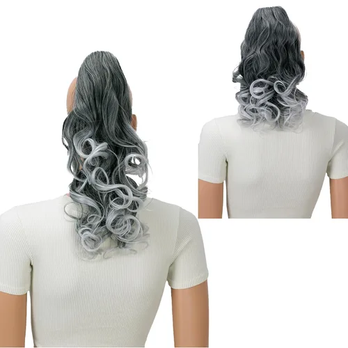 Miniatura 24 de PRETTYSHOP 16 o 20 pulgadas clip para el pelo en extensión cola de caballo 2 en 1 rizada resistente al calor