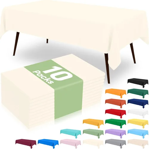 Miniatura 37 de misaya 6 paquetes de manteles de plástico desechables, 54 x 72 pulgadas mantel rectangular impermeable, cubiertas de mesa decorativas a prueba
