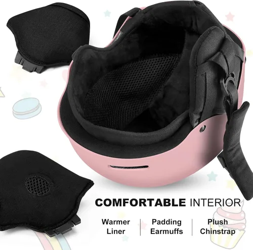 Miniatura 4 de Odoland Casco de esquí para niños, casco de nieve con gafas de esquí para niños y niñas, a prueba de golpes, resistente al viento, cascos deportivos