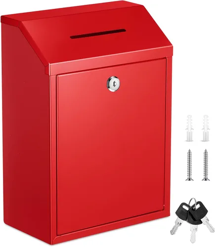 Miniatura 11 de Yaocom Caja de dinero de metal para donación de dinero para colección de soportes de granja, caja de sugerencias segura con candado montado