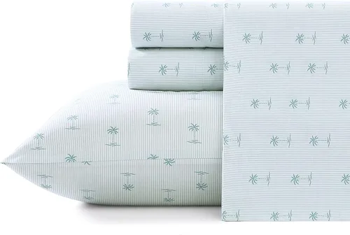 Miniatura 32 de Tommy Bahama - Juego de sábanas tamaño King, ropa de cama de percal 100% algodón con una sensación crujiente y fresca, sábanas con sábana bajera