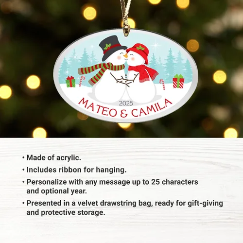 Miniatura 3 de Let's Make Memories Adorno Personalizado para la Primera Navidad de Parejas - Acrílico Ovalado Adorno Navideño 2025 Recuerdo - Decoración de Muñeco