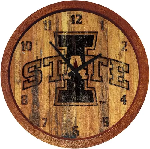 Miniatura 133 de The Fan-Brand NCAA Oklahoma Sooners: Reloj de pared con parte superior de barril de imitación para decoración de bar, decoración de fiesta