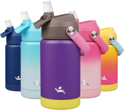 Miniatura 17 de Konokyo Botella de agua aislada con tapa de pajilla, botella de metal al vacío de acero inoxidable de 18 onzas con mango de silicona, color negro
