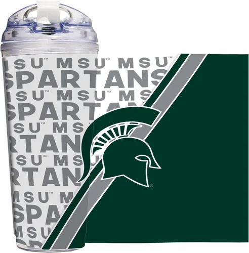 Miniatura 65 de Rico Industries Taza acrílica NCAA estándar de 24 onzas con tapa con bisagra, taza de doble pared oficialmente licenciada con pajita