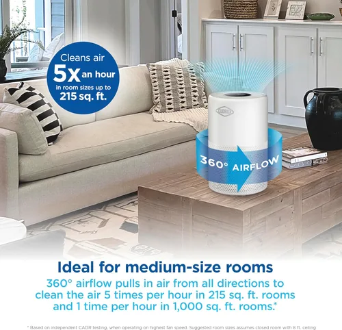 Miniatura 4 de Clorox Turbo purificadores de aire para el hogar, filtro HEPA verdadero, limpia rápidamente habitaciones medianas de hasta 1,000 pies cuadrados