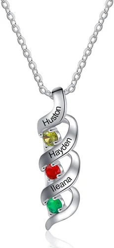 Miniatura 7 de Gemszoo Personalized Twisted Name Necklace with Simulated Birthstones Mother Daughter Pendant Gifts for Women Mom Grandma