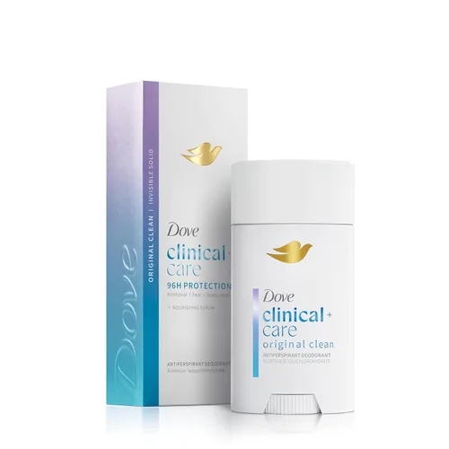 Dove Clinical + Care - Desodorante antitranspirante invisible en barra sólida para mujeres, limpieza original con suero nutritivo, 2.6 onzas
