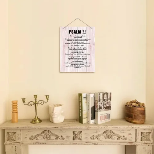 Miniatura 5 de Letreros de arte inspiradores de madera, Salmos 24 - El Señor es mi pastor, impresión de versículo bíblico, placa de pared impresa para colgar