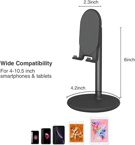 Miniatura 5 de Bright Stone - Soporte para teléfono de escritorio, soporte ajustable para teléfono de escritorio, compatible con Negro