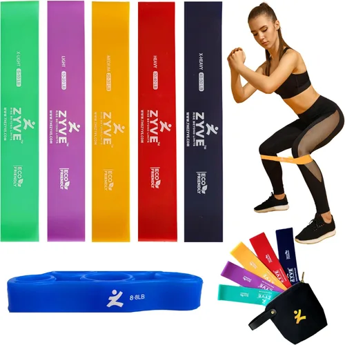 Miniatura 9 de Juego de 5 bandas de resistencia para mujeres y hombres, bandas de goma natural resistentes de 12 pulgadas para piernas, glúteos, entrenamiento
