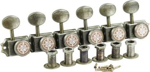 Miniatura 3 de Guyker Afinadores de cuerda de bloqueo de guitarra vintage de 6 en línea – Clavijas de afinación de bloqueo, cabezales de máquina, piezas de Relic
