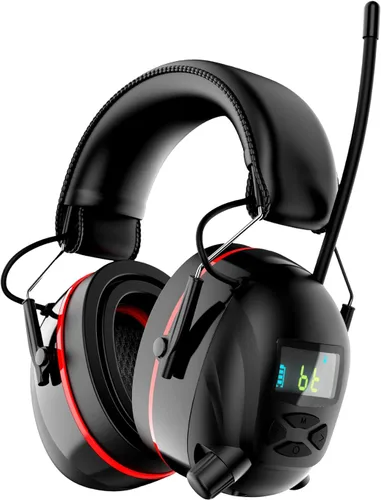 Miniatura 9 de Bluetooth 6.0 AM/FM Hearing Protection, Radio Headphones with Digital Display, 30 SNR Noise Reduction Safety Earmuffs with Rechargeable 2000 mAh