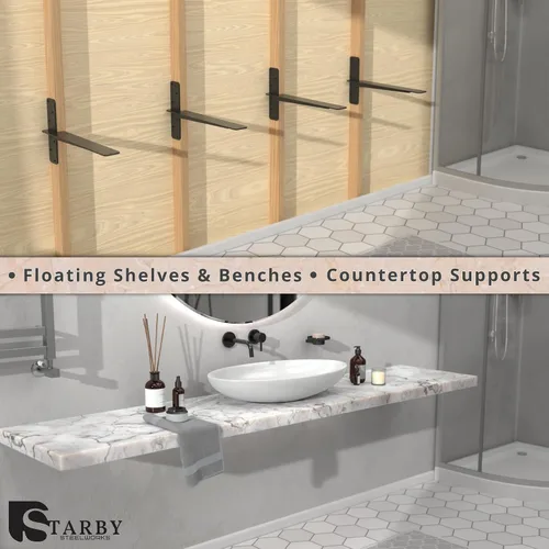 Miniatura 3 de Starby Soporte de granito flotante de alta resistencia. 1 paquete, soporte en T de 9 pulgadas para estanterías voladizas. Soporte fuerte e invisible