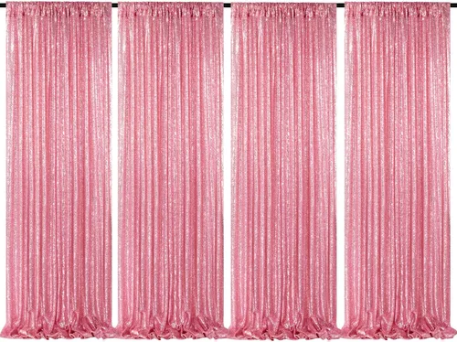 Cortinas de telón de fondo de 4 piezas de 2 pies x 8 pies, color rosa rubor, telón de fondo de boda para decoración de despedida de soltera y fiesta