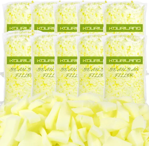 Miniatura 14 de Relleno de puf de 5 libras, repuesto de espuma viscoelástica triturada con gel de enfriamiento, relleno de espuma suave y de alta resistencia