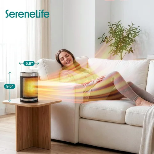 Miniatura 7 de SereneLife Calentador de espacio inteligente: calentador eléctrico para interiores de 1500 W con termostato, control remoto, temporizador de 12 WiFi