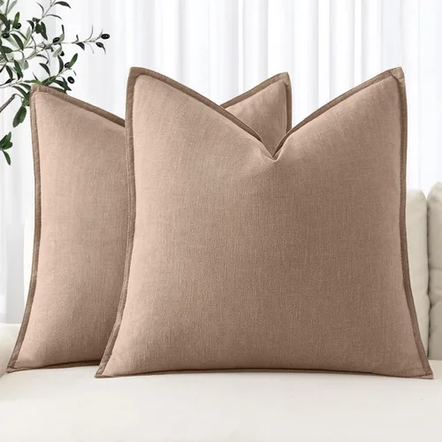 Miniatura 42 de MIULEE - Juego de 2 fundas de almohada decorativas de lino, estilo bohemio, rústico, neutral, para sofá, cama, 16 x 16 pulgadas, color marrón